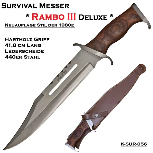 Bowie John Rambo Messer Jagdmesser Outdoor Lederetui - KSL-007