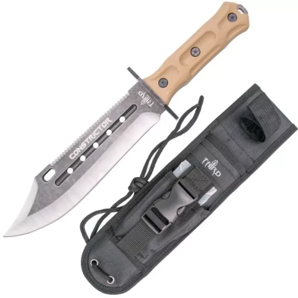 Outdoor Bowie Survivor Messer 440 Stahl Messer „ CONSTRICT“+ Schleifstein + Etui – Bild 3