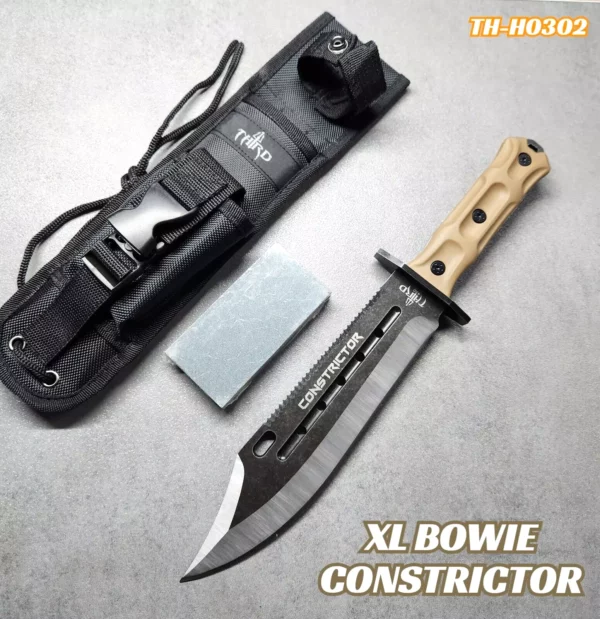 Outdoor Bowie Survivor Messer 440 Stahl Messer „ CONSTRICT“+ Schleifstein + Etui – Bild 5